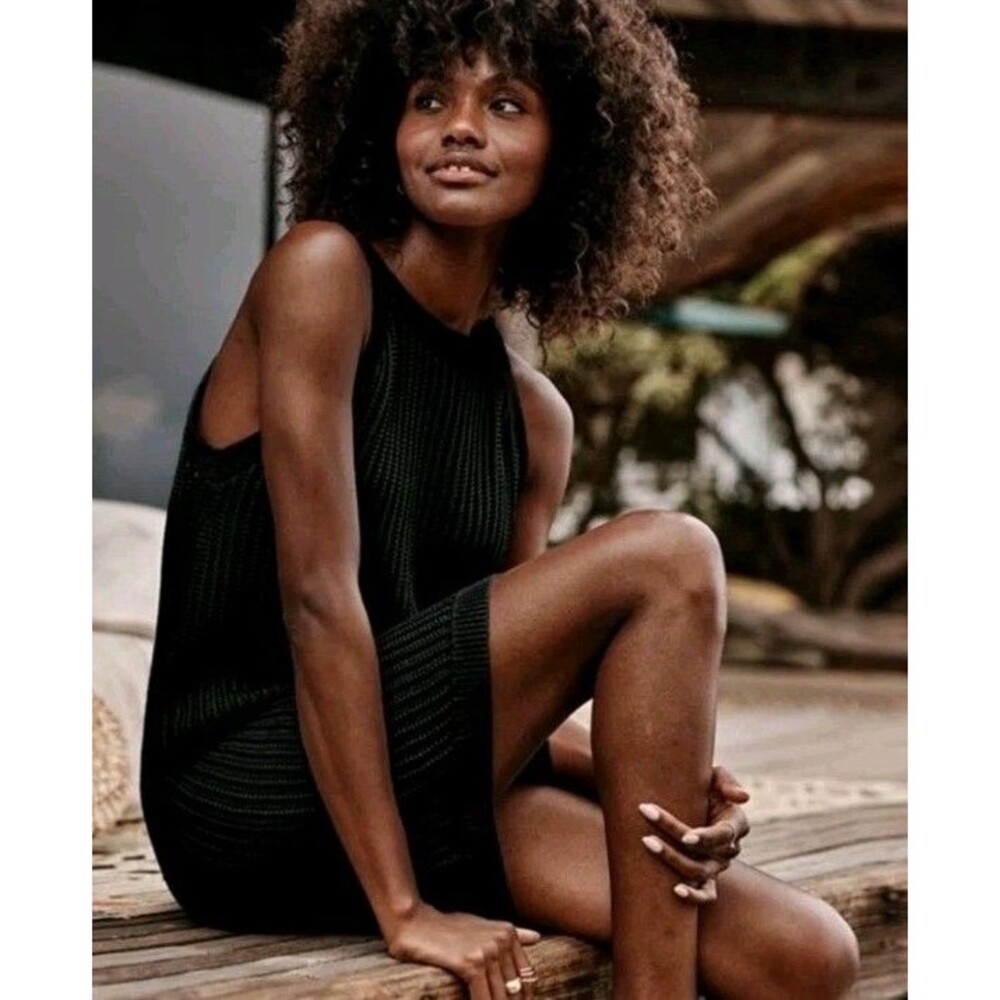 Summersalt Crochet High Neck Swim Cover Up / Dress Size Medium Black - Picture 2 of 6
